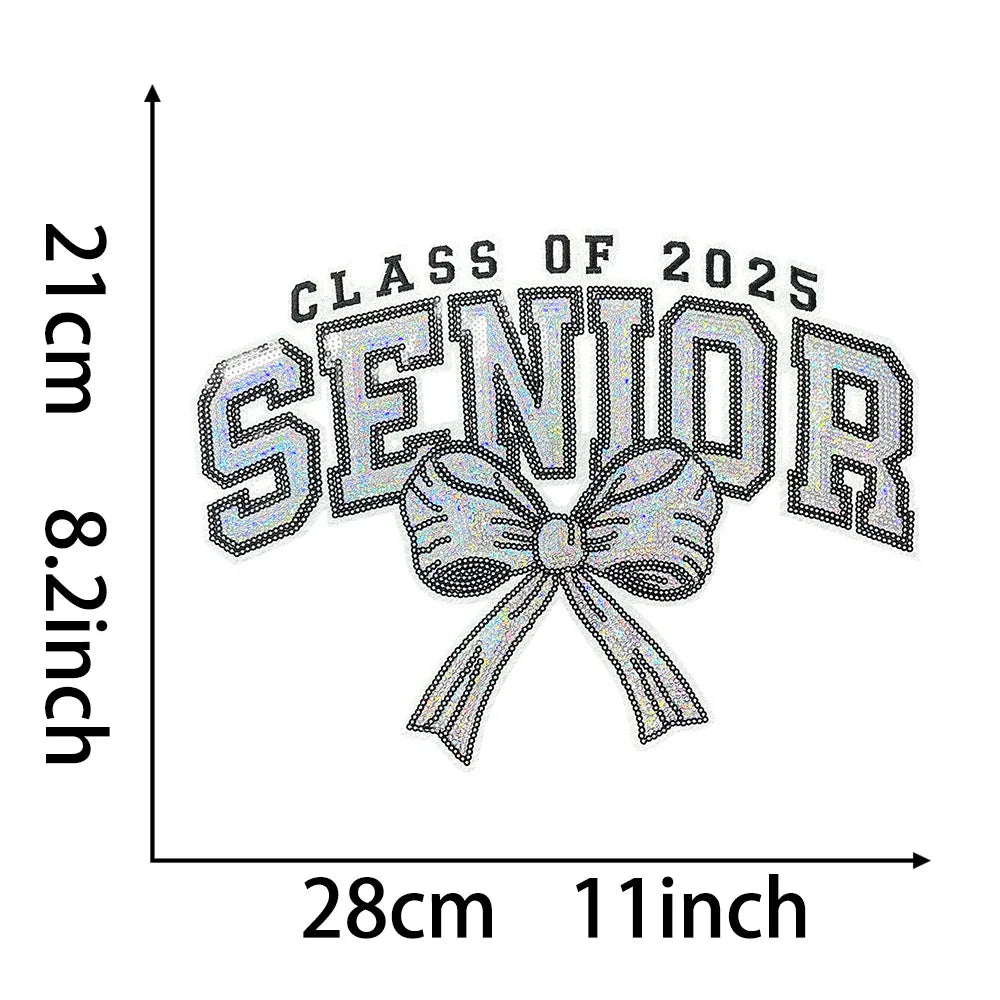 Wholesale Big Decorative New Year Patch Sweet Heart Word Iron on Sequin Patches Class of 2025 for Clothing Bag