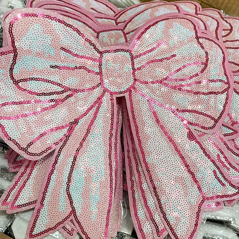 Big Pink Sequin Bow Patch