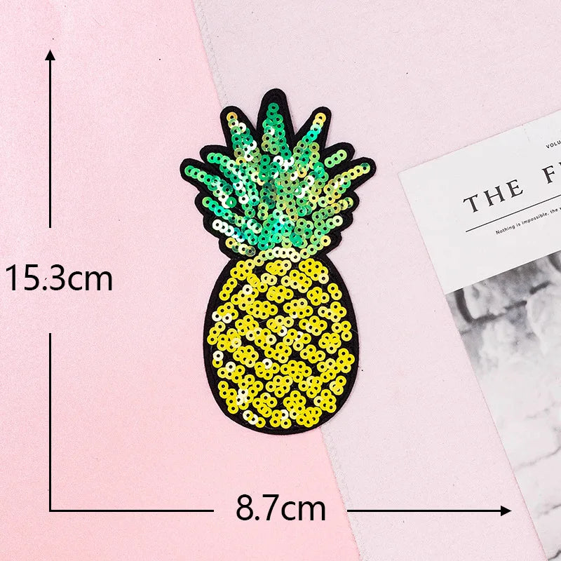 Trendy Sparkling Sequin Patches Iron on Cherry Watermelon Grape Shiny Fruit Sequin Patch for Girl Bag Pants Clothing Patches