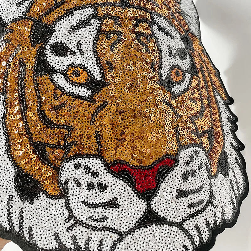 Wholesale Custom Sequin Iron on Patches Iron on Big Eagles Sequin Tiger Patches for Adult Clothing Decoration Women Man