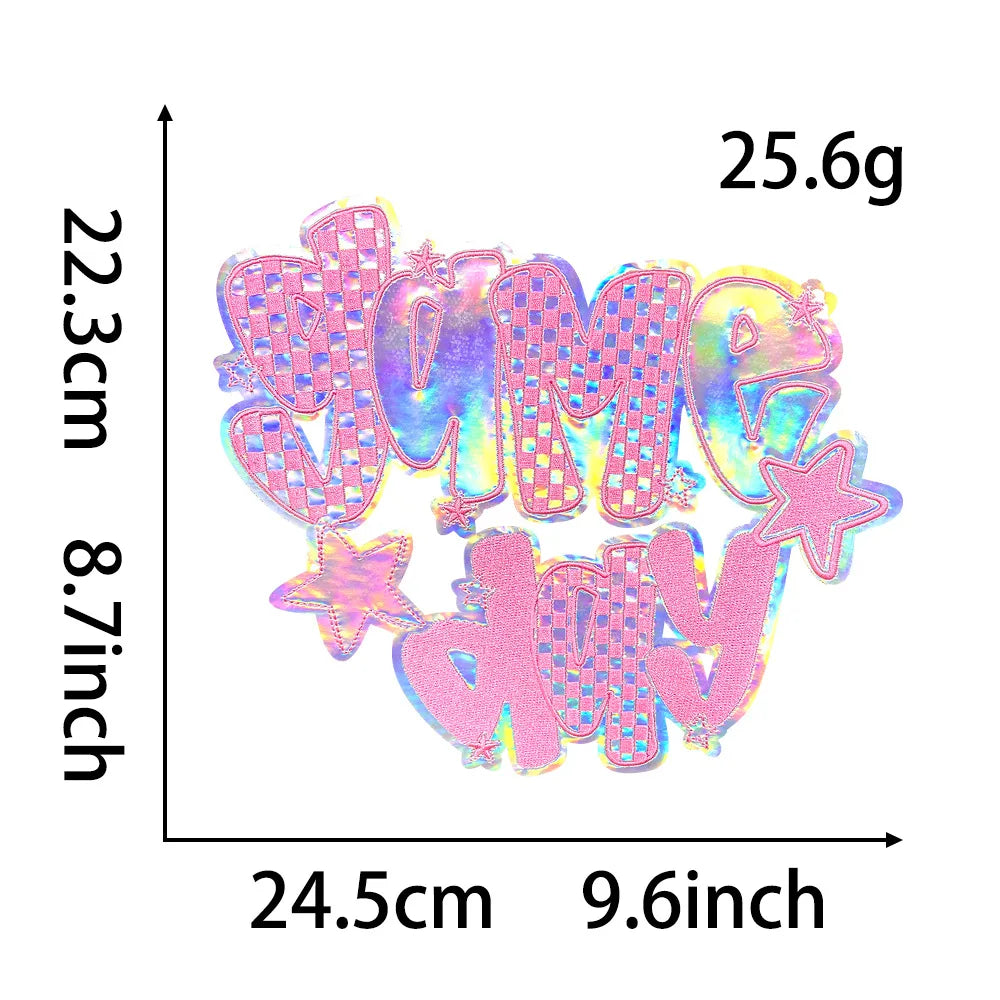 Wholesale 7 Colors Big Laser Purple Red Black Embroidery Game Gay Patches Iron on Patch for University Women Man Clothing