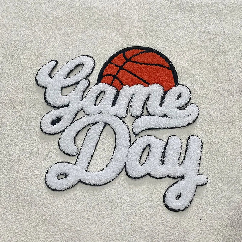 Fashion Large Sports Game Day Volleyball Soccer Softball Iron on Letter Patches Game Day Basketball Chenille Patch for Women Man