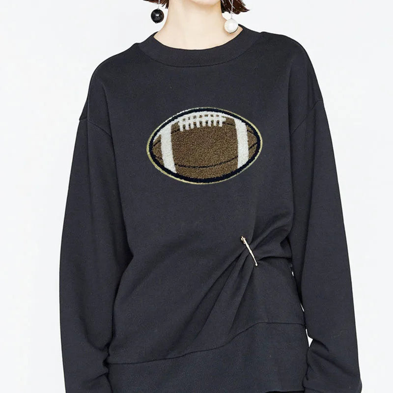 Trendy Chenille Patches with Sequins and PVC Iron-On College Football Team Patches for Women and Men's Clothing for Hoodies