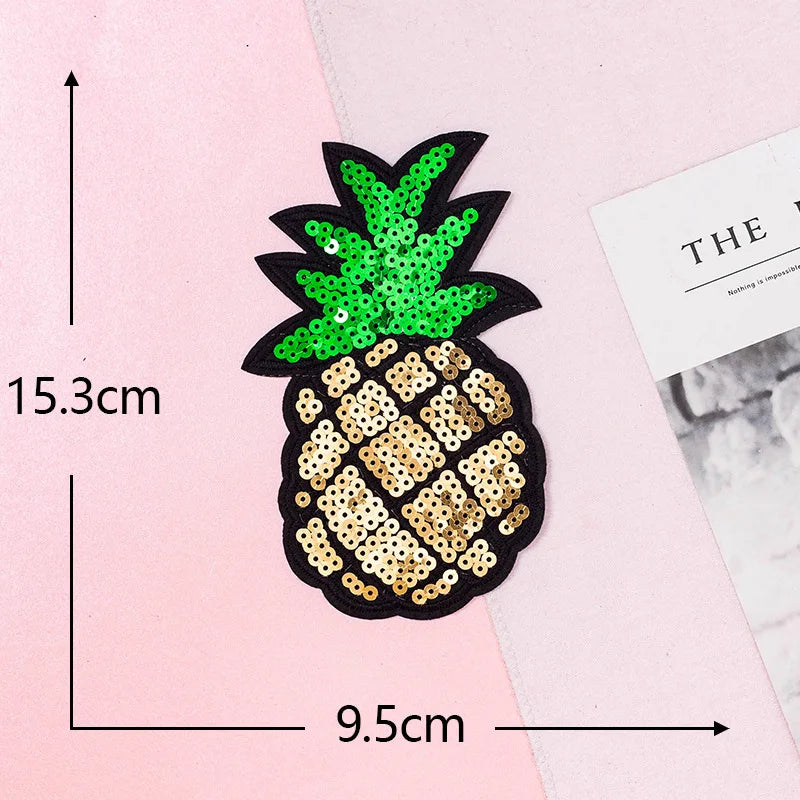 Trendy Sparkling Sequin Patches Iron on Cherry Watermelon Grape Shiny Fruit Sequin Patch for Girl Bag Pants Clothing Patches