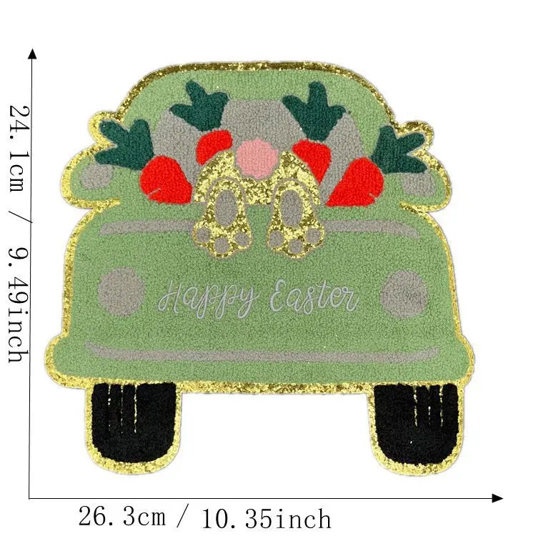 Wholesale Big St. Patrick's Day Leaf LUCK Easter Chenille Iron on Patch for Women Girl Sweaters Shirts Decoration