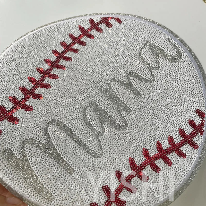 Wholesale Custom Sequin Patch Iron on Sport Big Sequin Mama Baseball Softball Patches for Clothing Decoration Women Man