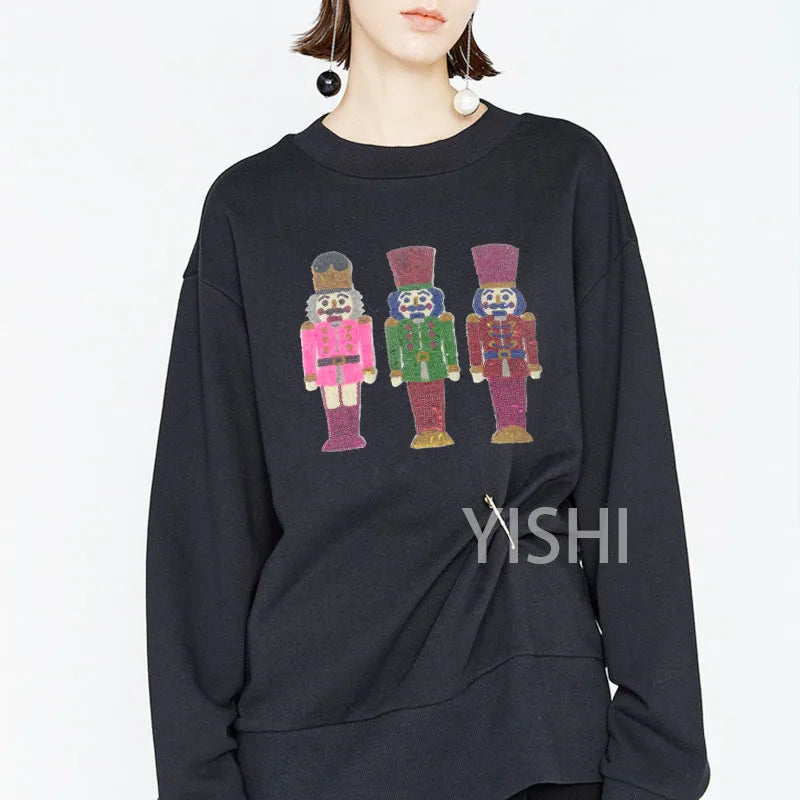 Popular Large Sequin Patches Heat Press Wholesale Hoodie Clothing Nutcracker Iron on Patch for Women Sweatshirt Jeans