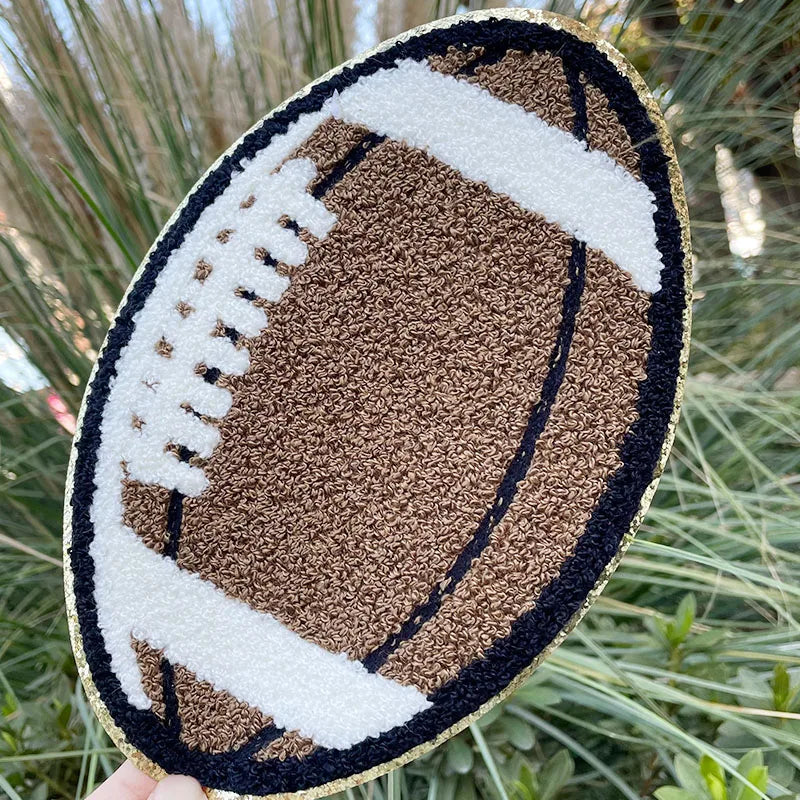 Trendy Chenille Patches with Sequins and PVC Iron-On College Football Team Patches for Women and Men's Clothing for Hoodies