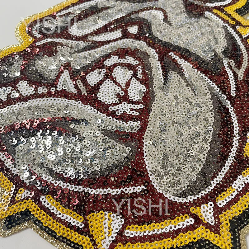 Wholesale Handmade Iron-on Bulldog Sequin Patches PVC and Felt Material for Adult Clothing Decoration for Men and Women