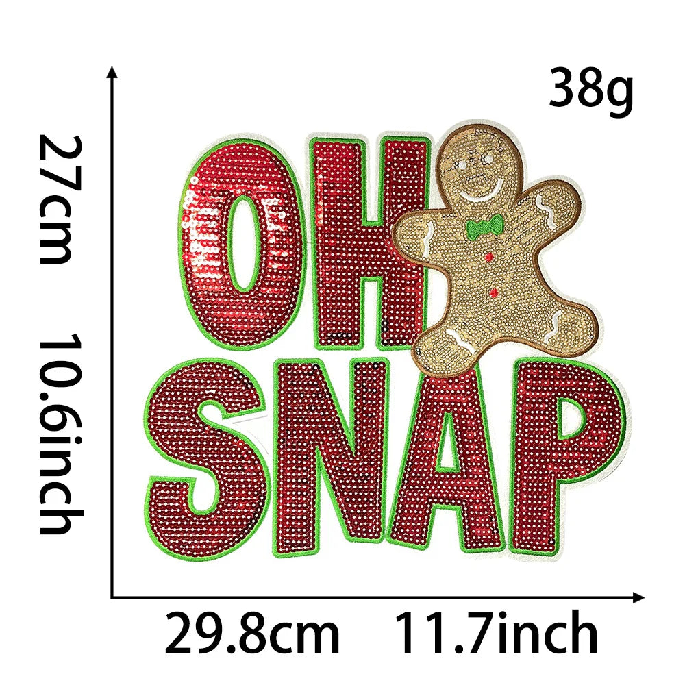 Wholesale Holly Jolly Bow Elk Tree Holiday Chenille Patches Heat Press Custom Sequin Christmas Iron on Patches for Women Man