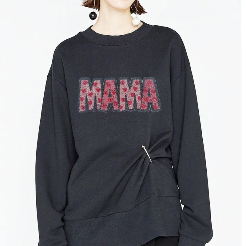 Wholesale Big Mama Sequin Patch Clothing Decoration MAMA With Hearts Patch Iron on for Women MOM Gift