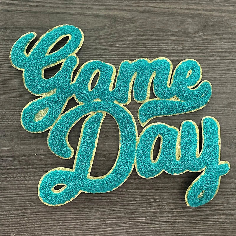 Wholesale Chenille Letter Patches Iron on Sequin Football Colorful 9.84IN Red Game Day Chenille Patches for Women Man Hoodies
