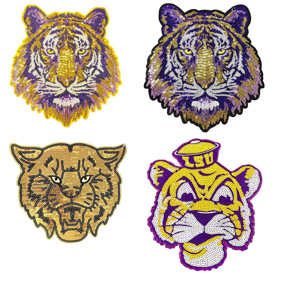 Purple Orange LSU TigerSequin Patches
