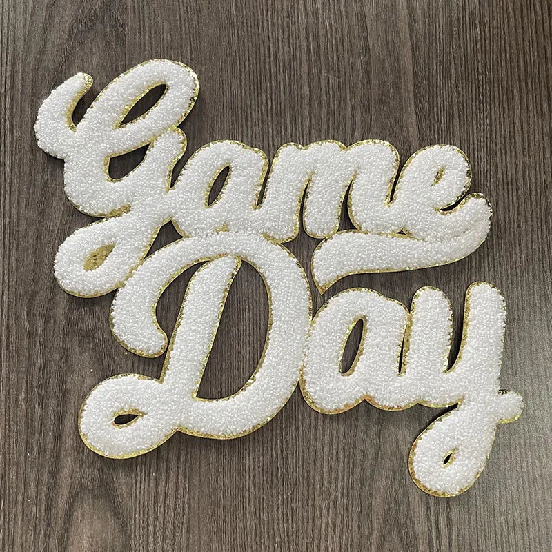 Wholesale Chenille Letter Patches Iron on Sequin Football Colorful 9.84IN Red Game Day Chenille Patches for Women Man Hoodies