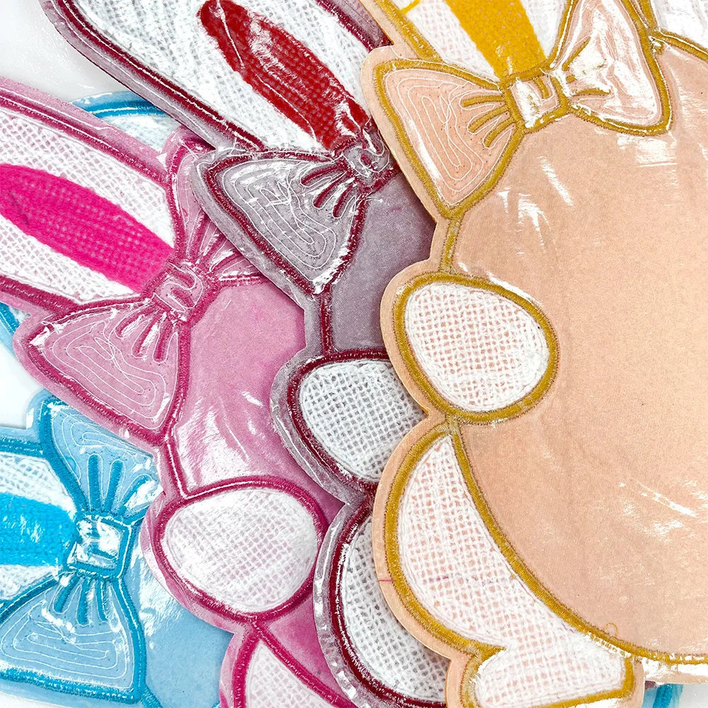 26.5CM Cute Pink Blue Bunny Ear Bow Chenille Patches