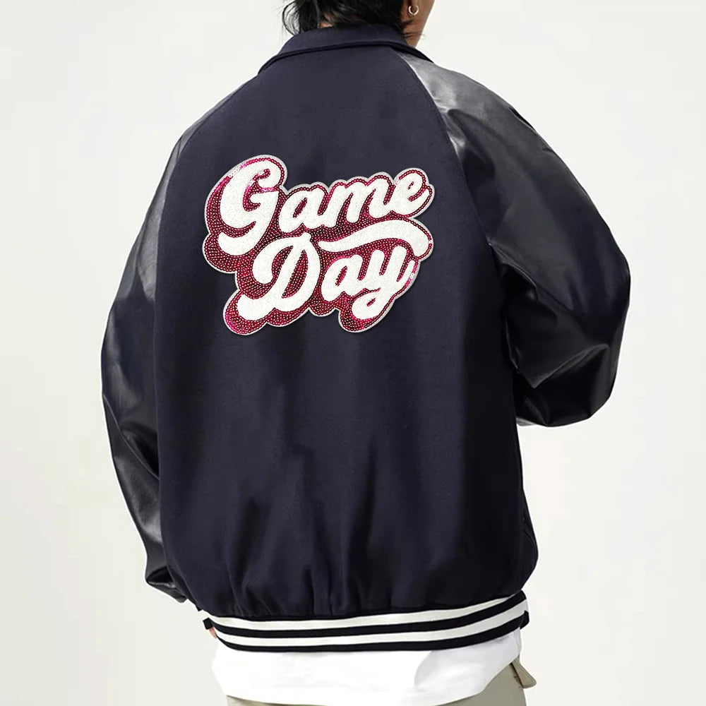 Wholesale Towel Embroidery Sequin Game Day Patch Chenille Game Day Iron on Patch for DIY Team Uniforms Banners