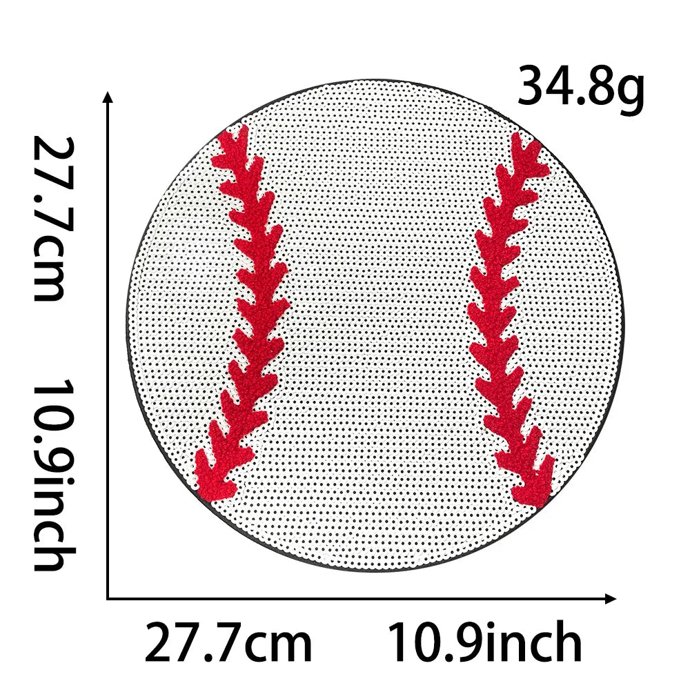 Trendy Game Day Chenille Sequin Football Iron on Patches Softball Baseball Soccer Tennis Ball Custom Sequin Patch for Clothing