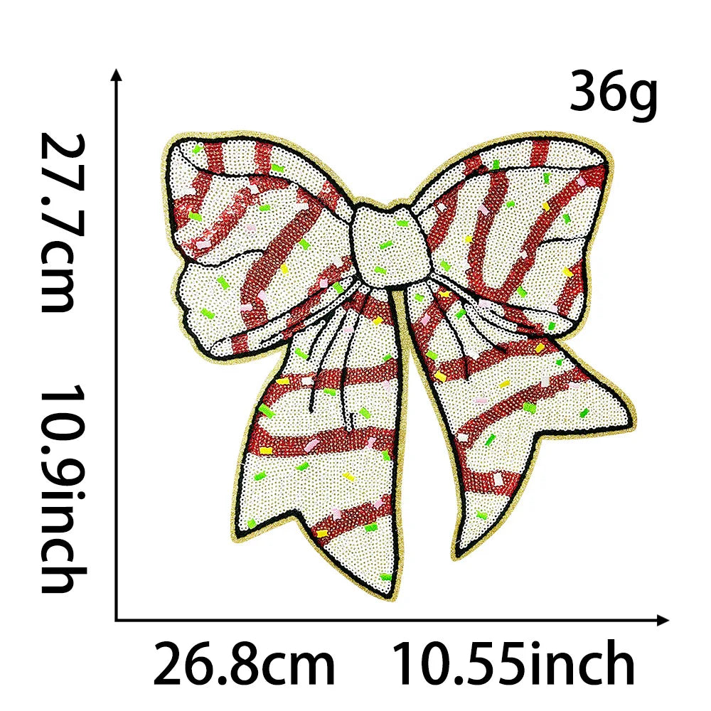 Wholesale Holly Jolly Bow Elk Tree Holiday Chenille Patches Heat Press Custom Sequin Christmas Iron on Patches for Women Man