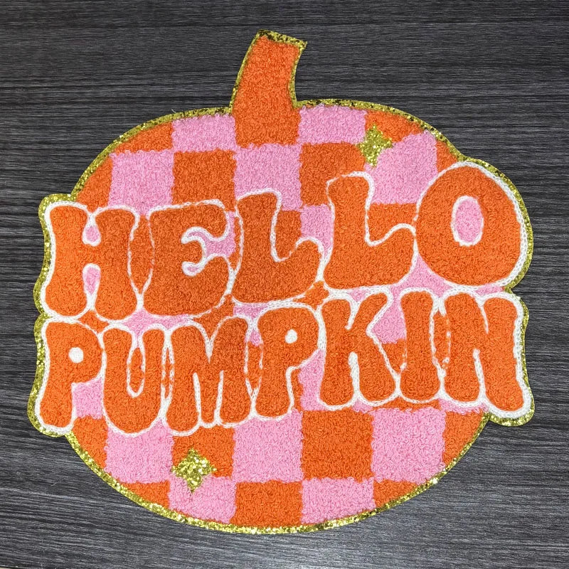 Trendy Big Sequin Pumpkin Patches Iron on Spooky Season New Festive Thanksgiving Halloween Ghost Patches for Women Sweatshirt