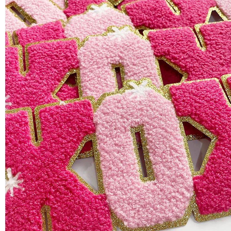 Wholesale Large Valentines Chenille Patches Iron on Decorative Pink LOVE XOXO Chenille Patches for Women Girl Sweaters Shirts