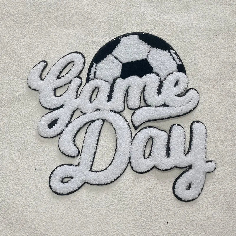 Fashion Large Sports Game Day Volleyball Soccer Softball Iron on Letter Patches Game Day Basketball Chenille Patch for Women Man