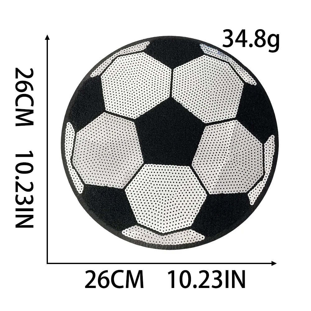 Trendy Game Day Chenille Sequin Football Iron on Patches Softball Baseball Soccer Tennis Ball Custom Sequin Patch for Clothing