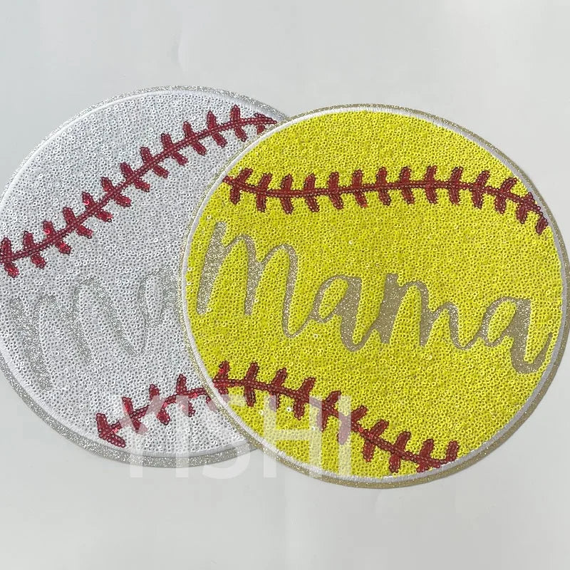 Wholesale Custom Sequin Patch Iron on Sport Big Sequin Mama Baseball Softball Patches for Clothing Decoration Women Man