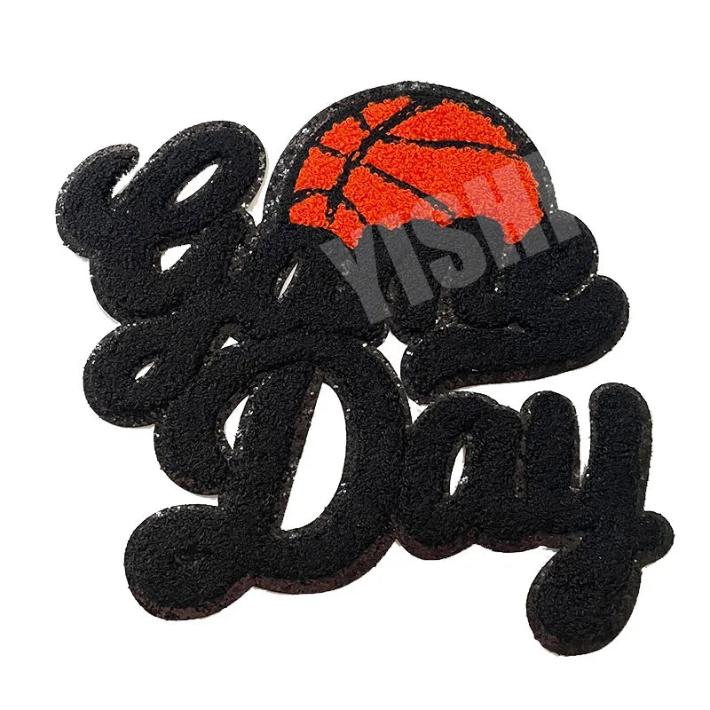 Trendy Iron on Large Chenille Letter Patches Hoodie Clothing Sport Basketball Game Day Chenille Patch for Man Women