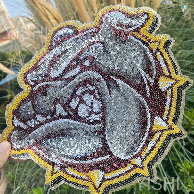 Wholesale Handmade Iron-on Bulldog Sequin Patches PVC and Felt Material for Adult Clothing Decoration for Men and Women