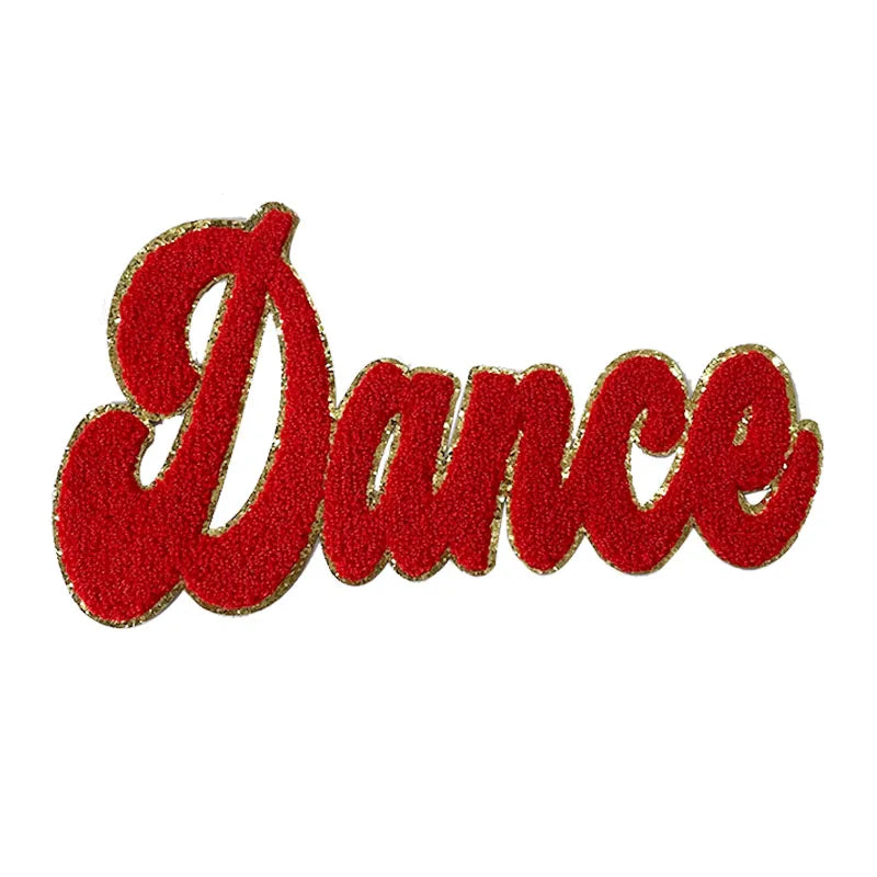 Wholesale Heat Transfer Chenille Patch Hoodies Letters Patches Chenille Colorful Dance Iron on Patch for Clothes