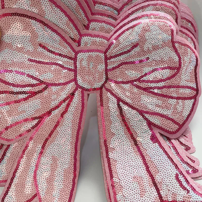 Big Pink Sequin Bow Patch