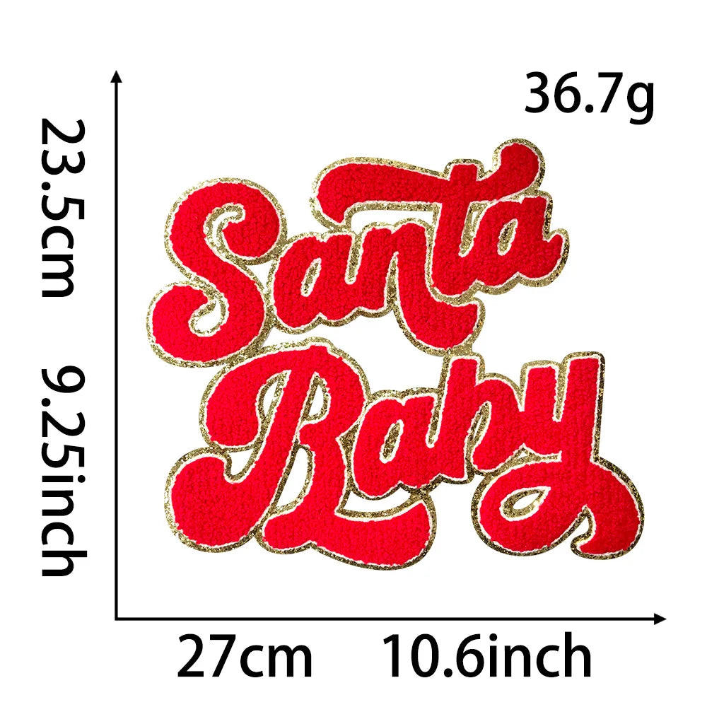 Wholesale Holly Jolly Bow Elk Tree Holiday Chenille Patches Heat Press Custom Sequin Christmas Iron on Patches for Women Man