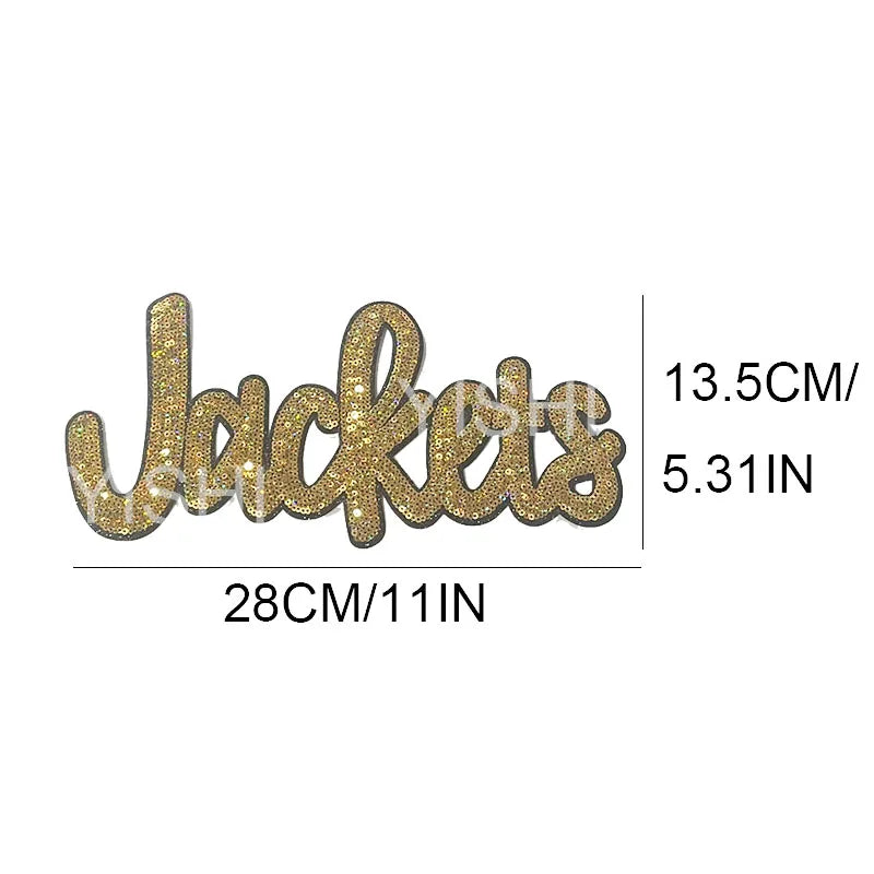 Fashion Iron on Large Sequin Patches Heat Press Wholesale Hoodie Clothing Sequin Letter Patches for Women Man Sweatshirt Jeans