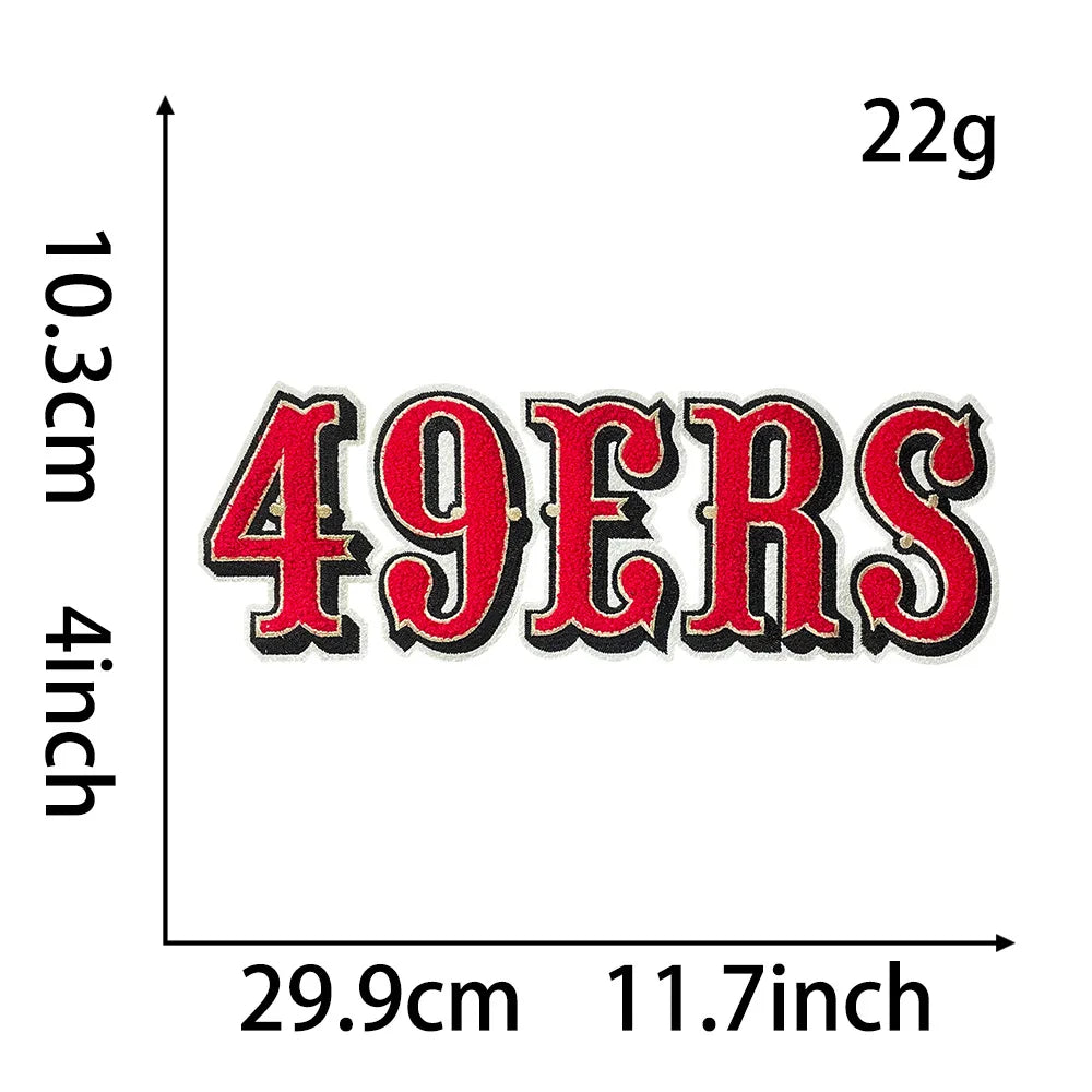 11IN Custom Big Letter Patch Chiefs Sequin Team Lets Go Cowboys Texans Lions Iron on Patches for Clothing Bag Sportswear DIY