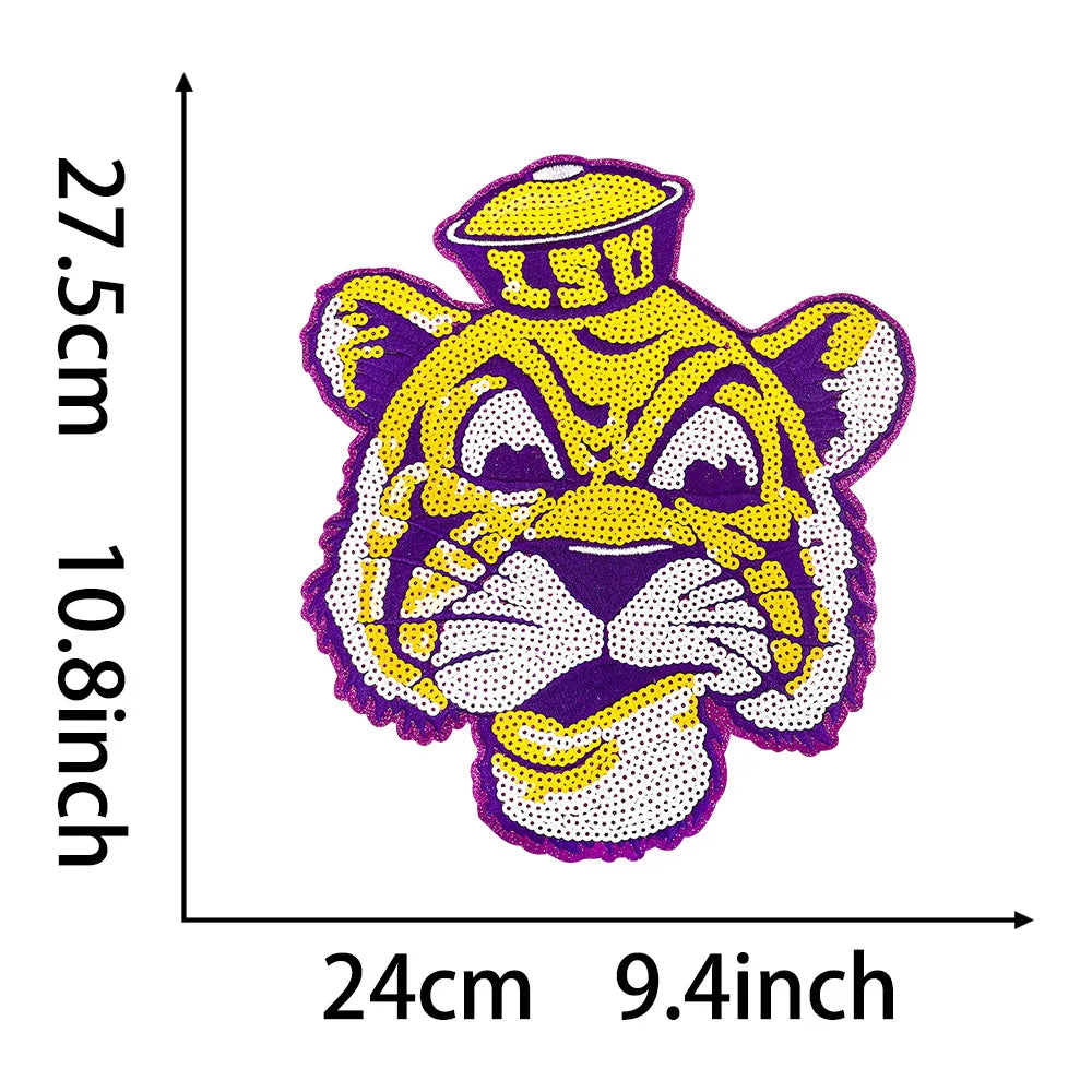 Purple Orange LSU TigerSequin Patches