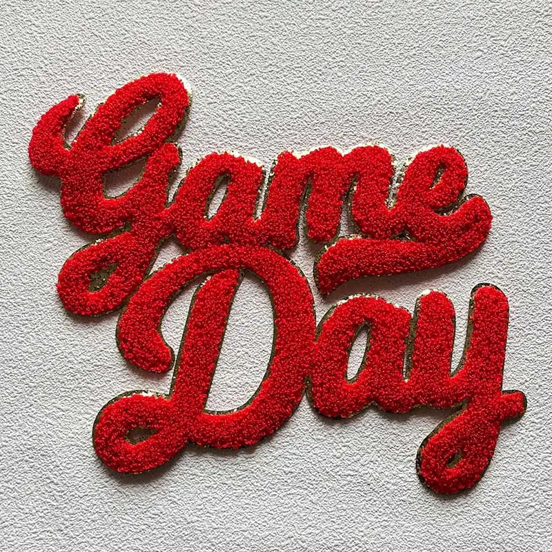 Wholesale Chenille Letter Patches Iron on Sequin Football Colorful 9.84IN Red Game Day Chenille Patches for Women Man Hoodies