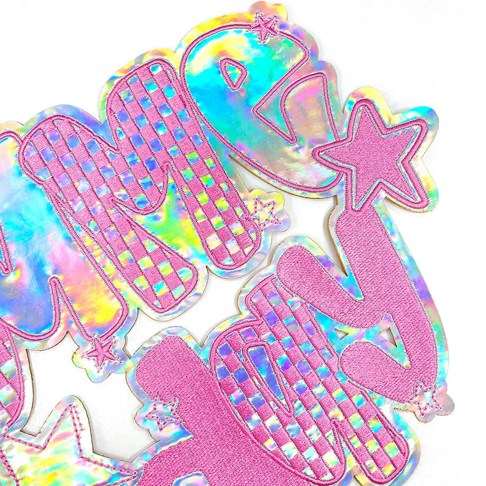 Wholesale 7 Colors Big Laser Purple Red Black Embroidery Game Gay Patches Iron on Patch for University Women Man Clothing