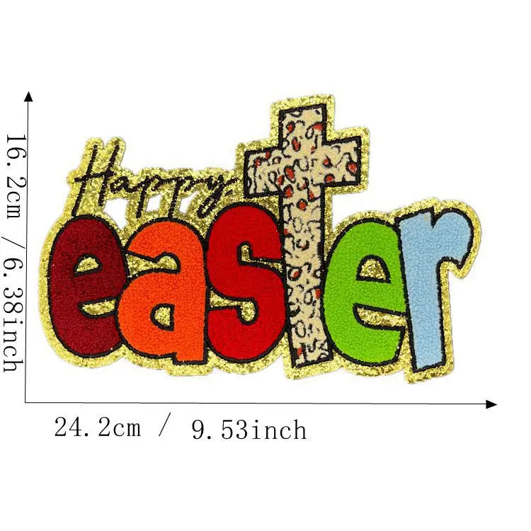 Wholesale Big St. Patrick's Day Leaf LUCK Easter Chenille Iron on Patch for Women Girl Sweaters Shirts Decoration