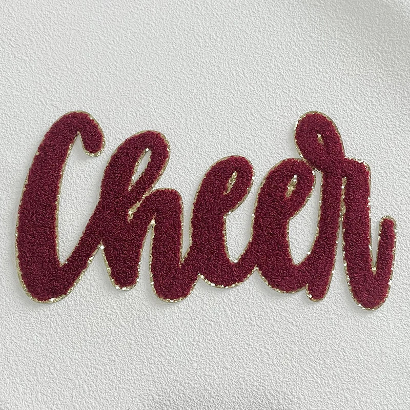 Wholesale Chenille Cheer Patches Iron on Letter Patches Girl Women Colorful Hot Pink 11'' Chenille Letter Patches for Clothing