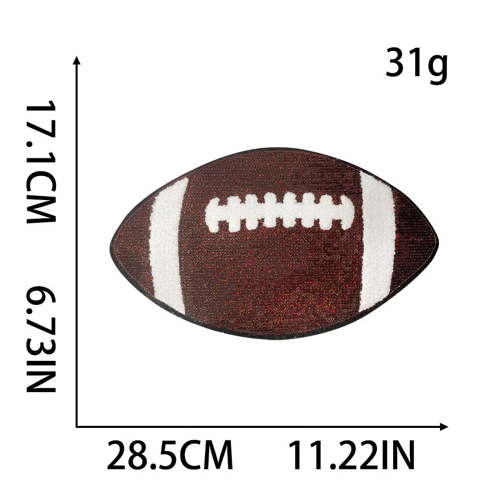 Trendy Game Day Chenille Sequin Football Iron on Patches Softball Baseball Soccer Tennis Ball Custom Sequin Patch for Clothing