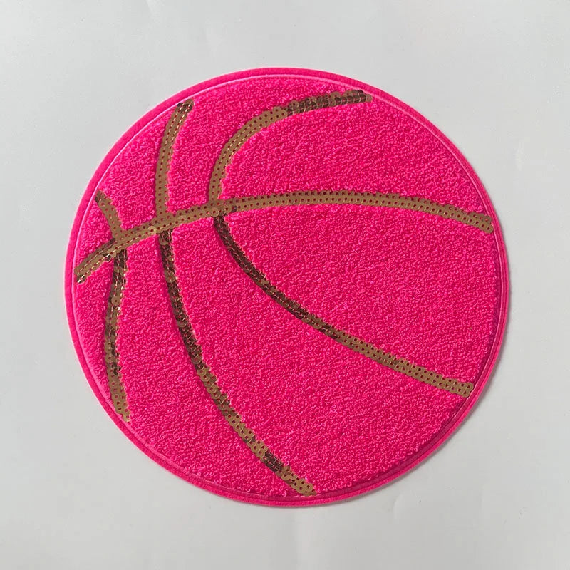 Wholesale Large Chenille Baseball Patch Iron on Custom Sport Sequin Basketball Football Patch for Hoodies Clothing Decoration