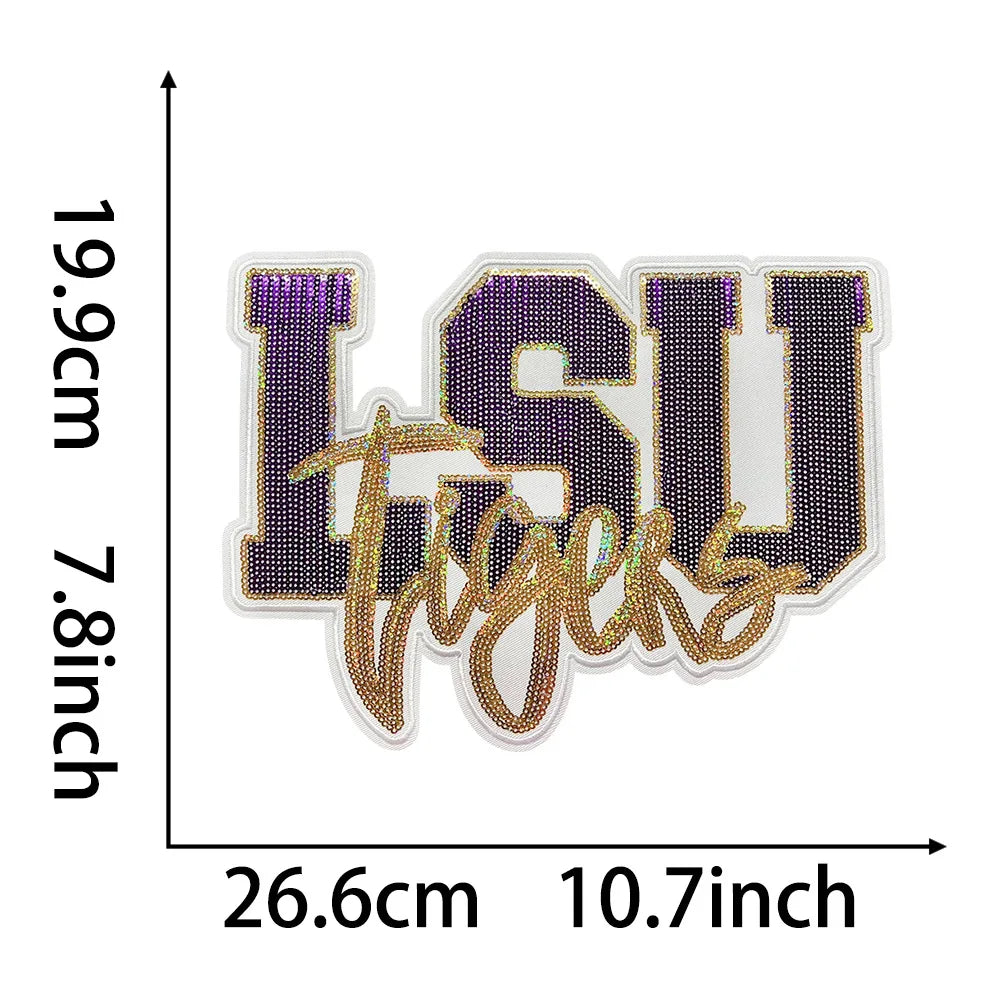 Purple Orange LSU TigerSequin Patches