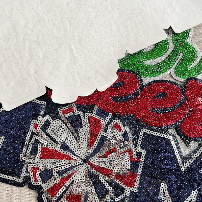 High Quality Clothing Decoration Summer Sequin Patches Custom Green Red Iron on Big Cheer MOM Patch for MAMA Clothes Bag Women