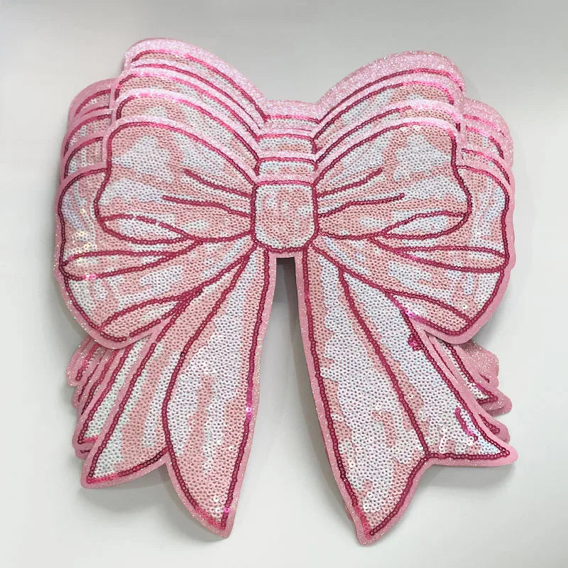 Big Pink Sequin Bow Patch