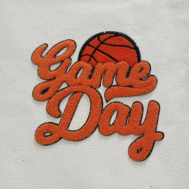 Fashion Large Sports Game Day Volleyball Soccer Softball Iron on Letter Patches Game Day Basketball Chenille Patch for Women Man