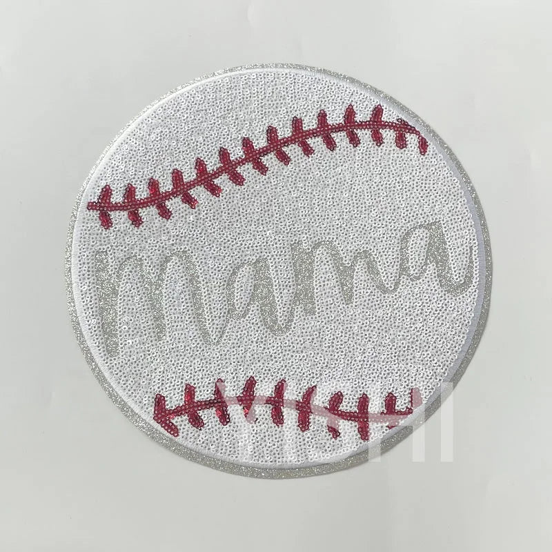 Wholesale Custom Sequin Patch Iron on Sport Big Sequin Mama Baseball Softball Patches for Clothing Decoration Women Man