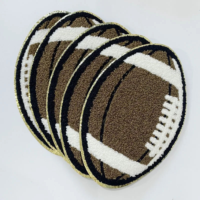 Trendy Chenille Patches with Sequins and PVC Iron-On College Football Team Patches for Women and Men's Clothing for Hoodies