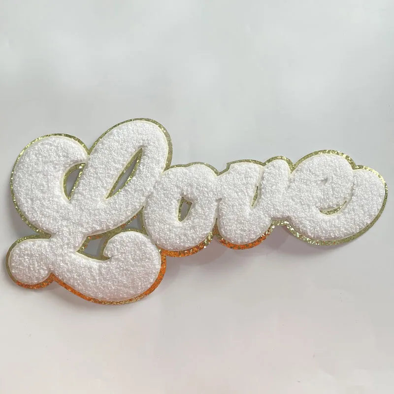 Trendy XOXO Chenille Patch Sequin Patches Colorful Letter LOVE Iron on Valentine's Chenille Patch for Clothing
