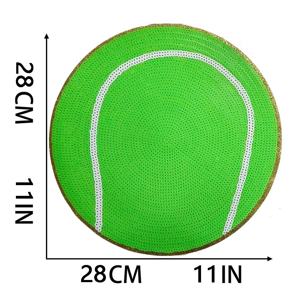 Trendy Game Day Chenille Sequin Football Iron on Patches Softball Baseball Soccer Tennis Ball Custom Sequin Patch for Clothing