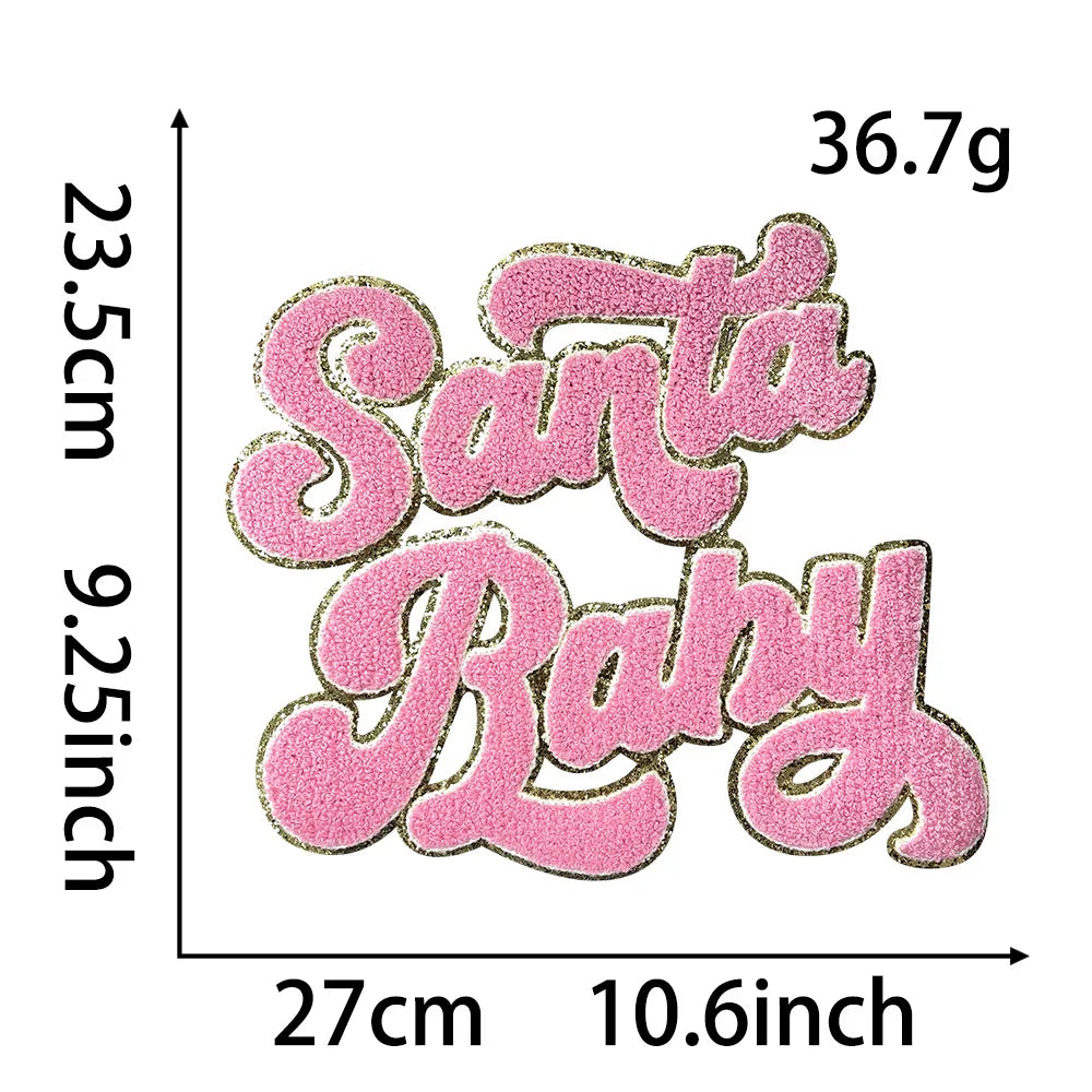 Wholesale Holly Jolly Bow Elk Tree Holiday Chenille Patches Heat Press Custom Sequin Christmas Iron on Patches for Women Man